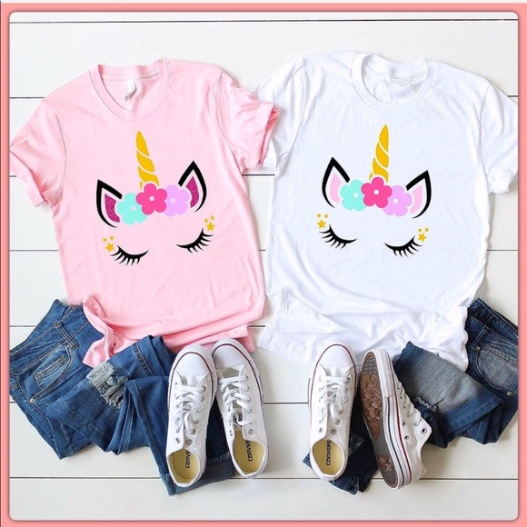 Kid’s (White Shirt) Glitter Unicorn T-shirt tee - Picture 5 of 5